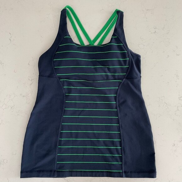 Lululemon Energy Tank Top Slalom Stripe Inkwell in Navy & Green NWT - Picture 1 of 9